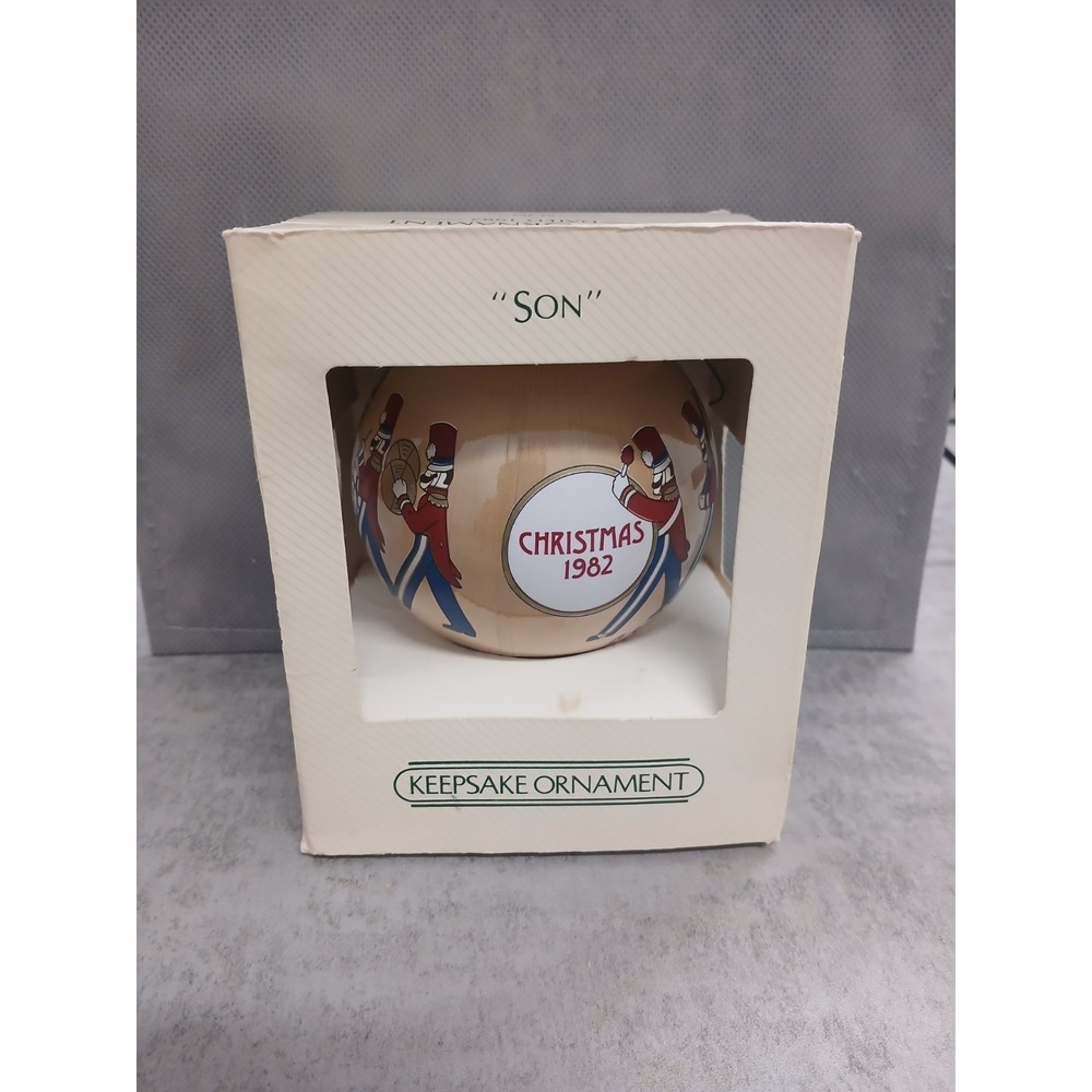 Vintage 1982 Hallmark Keepsake Ornament Son Unbreakable Satin Ball Marching Band